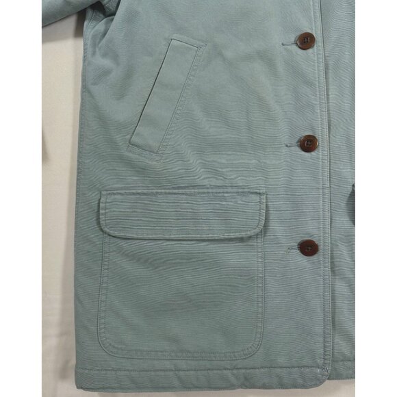 Y2K Era L.L. Bean Barn Coat L Rare Lt Blue w/Corduroy Trim Quilt Insulated Jacke - Picture 9 of 16